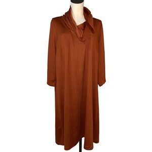 Land's End Women's Cowl Neck Stretch Knit Shift Midi Dress size 2X Minimalist